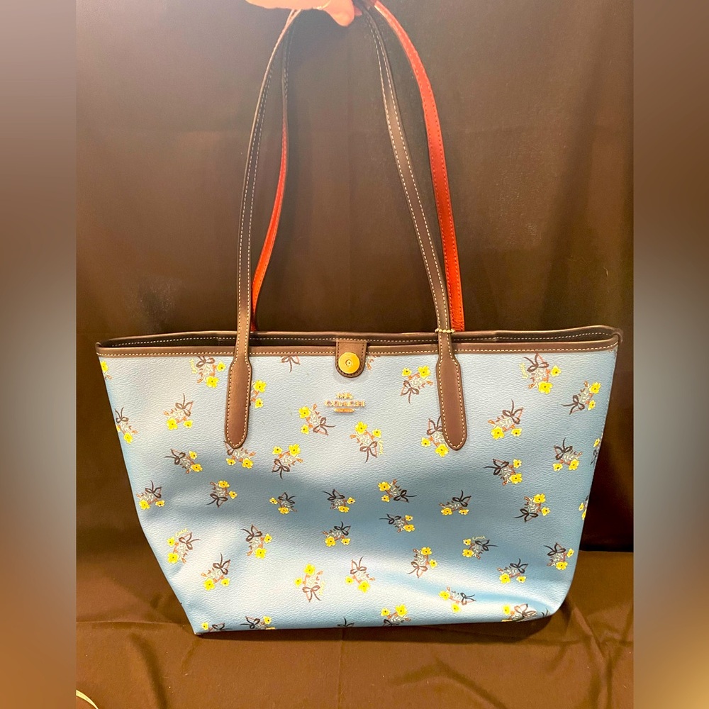 Coach Blue Floral Tote Bag